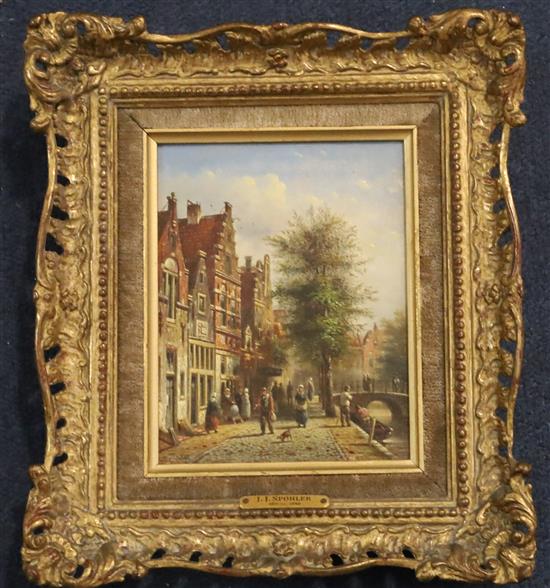 Jan Jacob Spohler (1811-1866) Dutch street scene 5.75 x 4.5in.